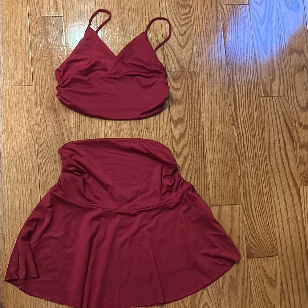 Elegant Red Women's Skirt Set